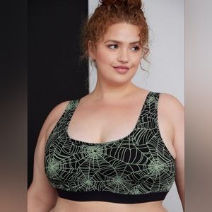 Unlined Cotton Scoop Bralette spider web Halloween